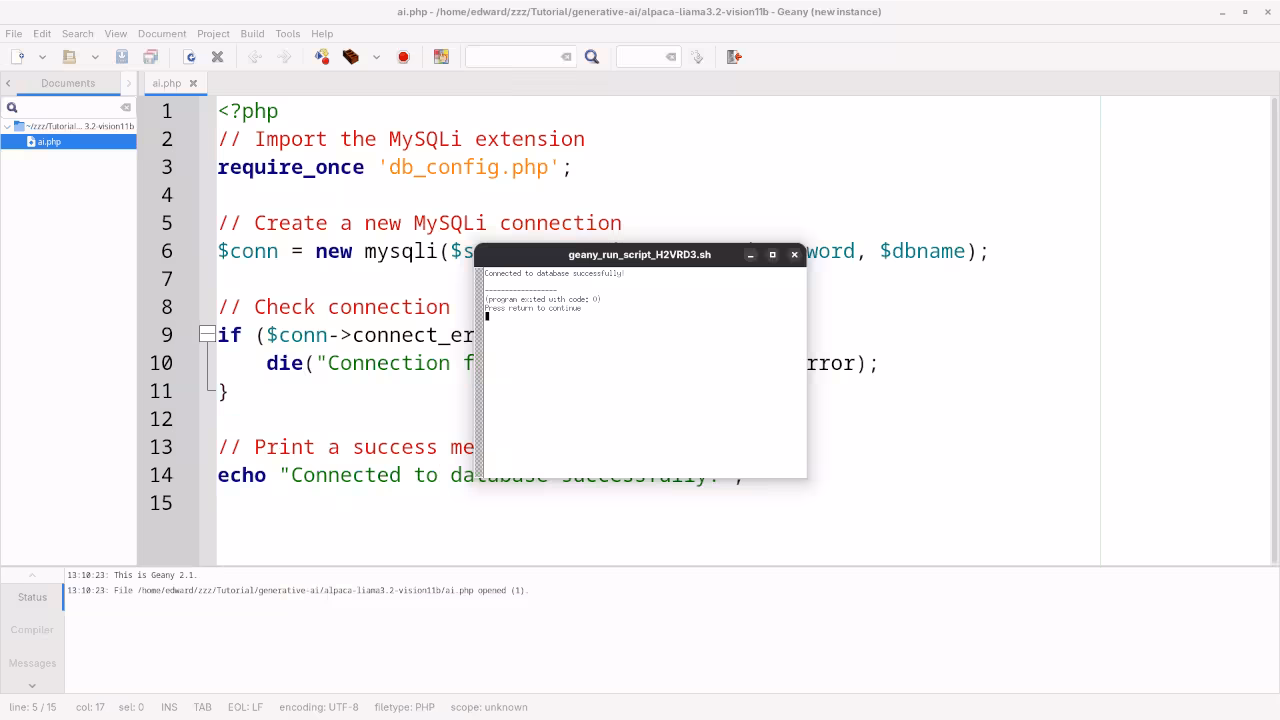 Llama 3.2 Vision 11B generated PHP code running