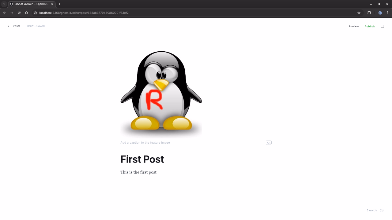 Ghost CMS Post Editor