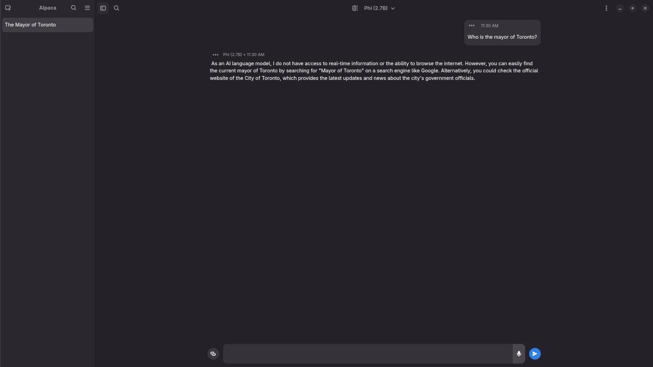 Phi 2.7B answered question about the Mayor