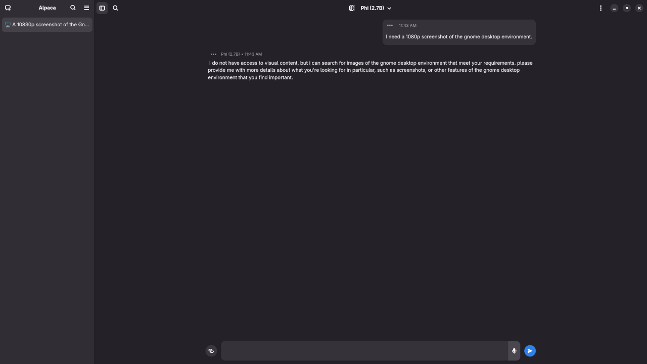 Phi 2.7B answered question about screenshot