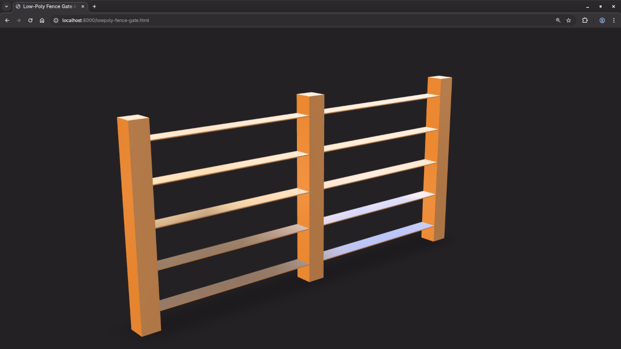 Low poly fence gate in Web browser