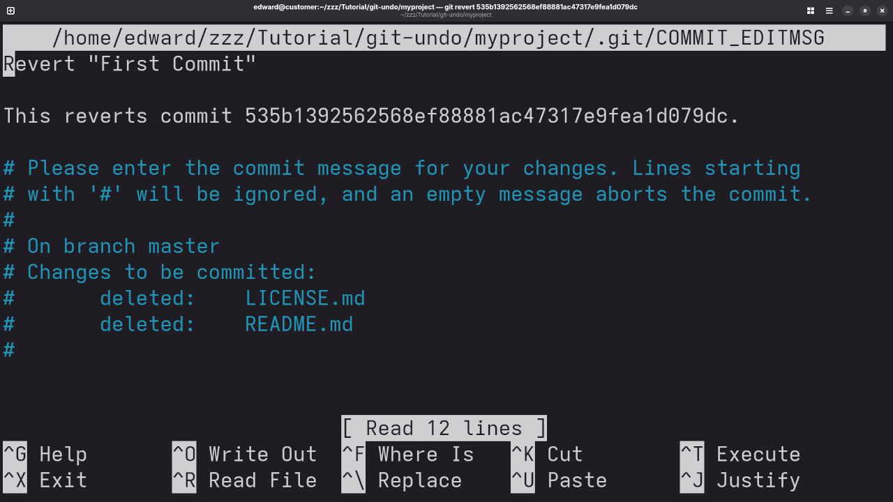 Git Revert Confirmation