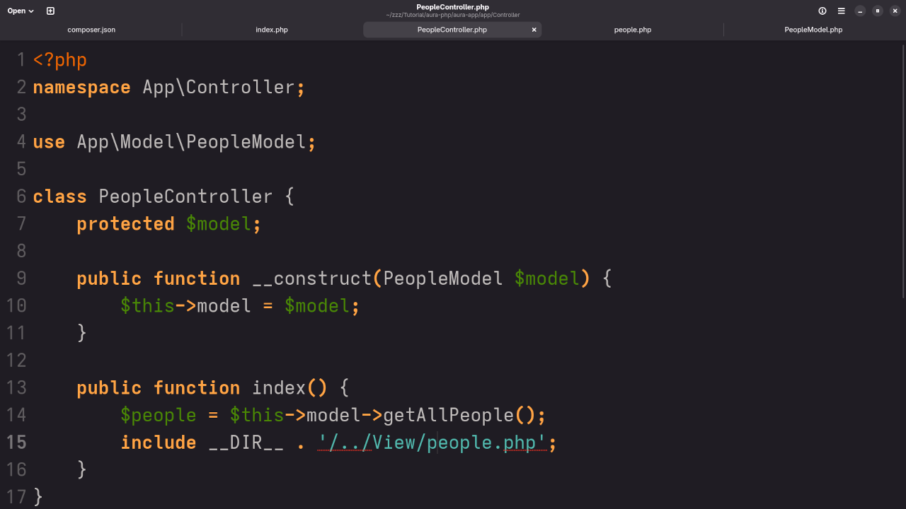 Aura PHP People Controller