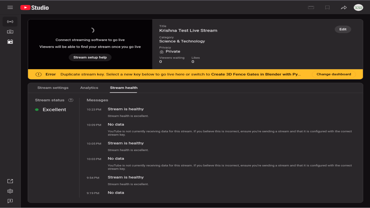 YouTube Stream Status