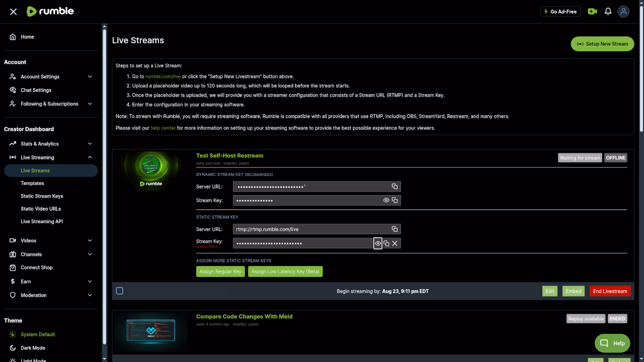 Rumble Stream Key