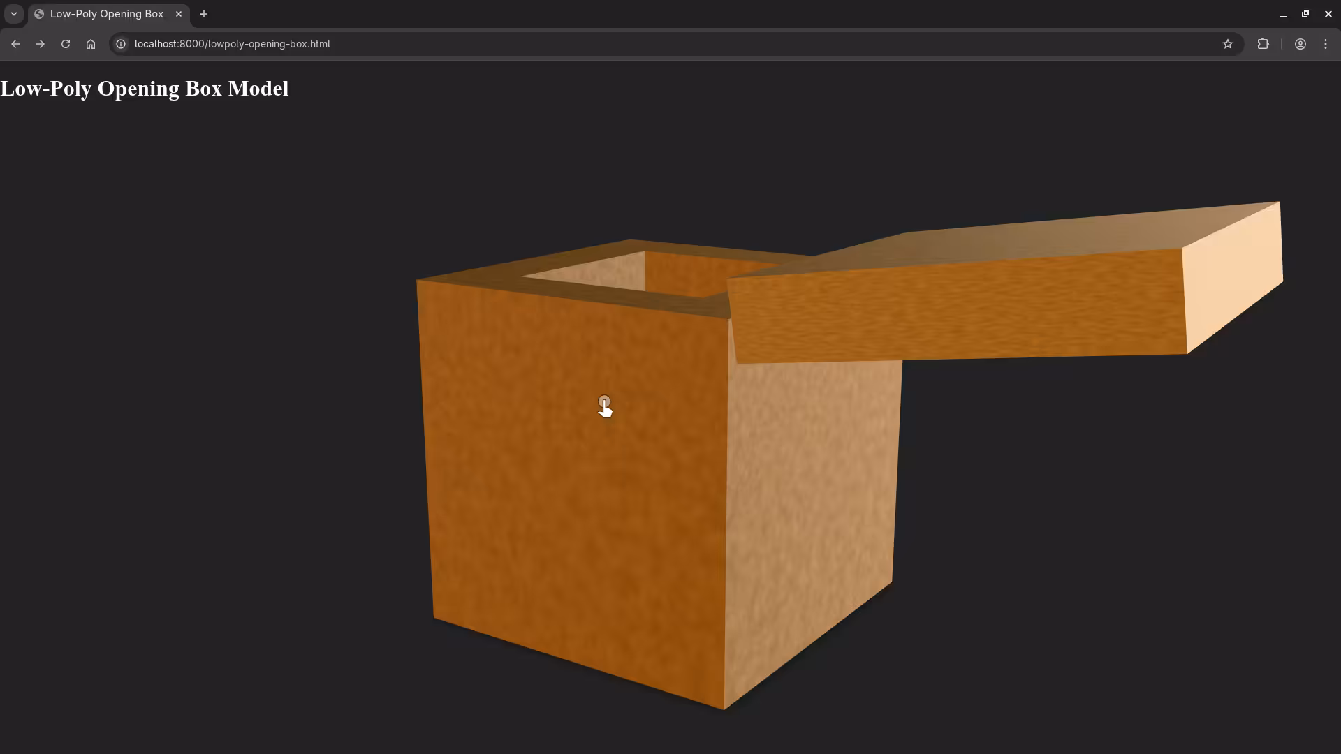 Low poly opening box animation in Web browser