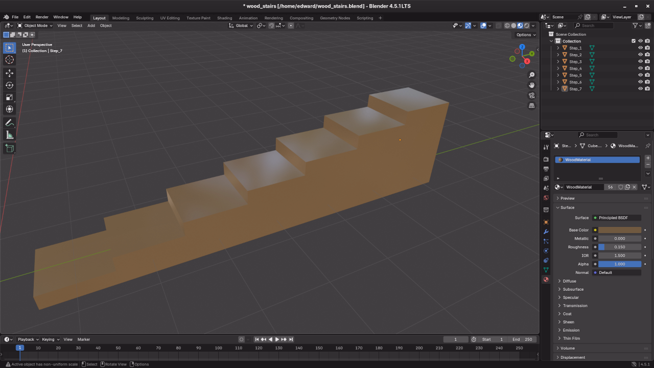 Low poly wood stairs in Blender