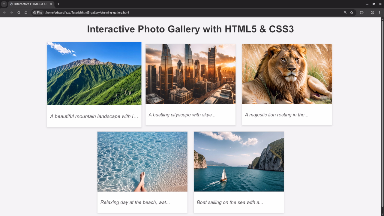 HTML5 Image Gallery Mouseover