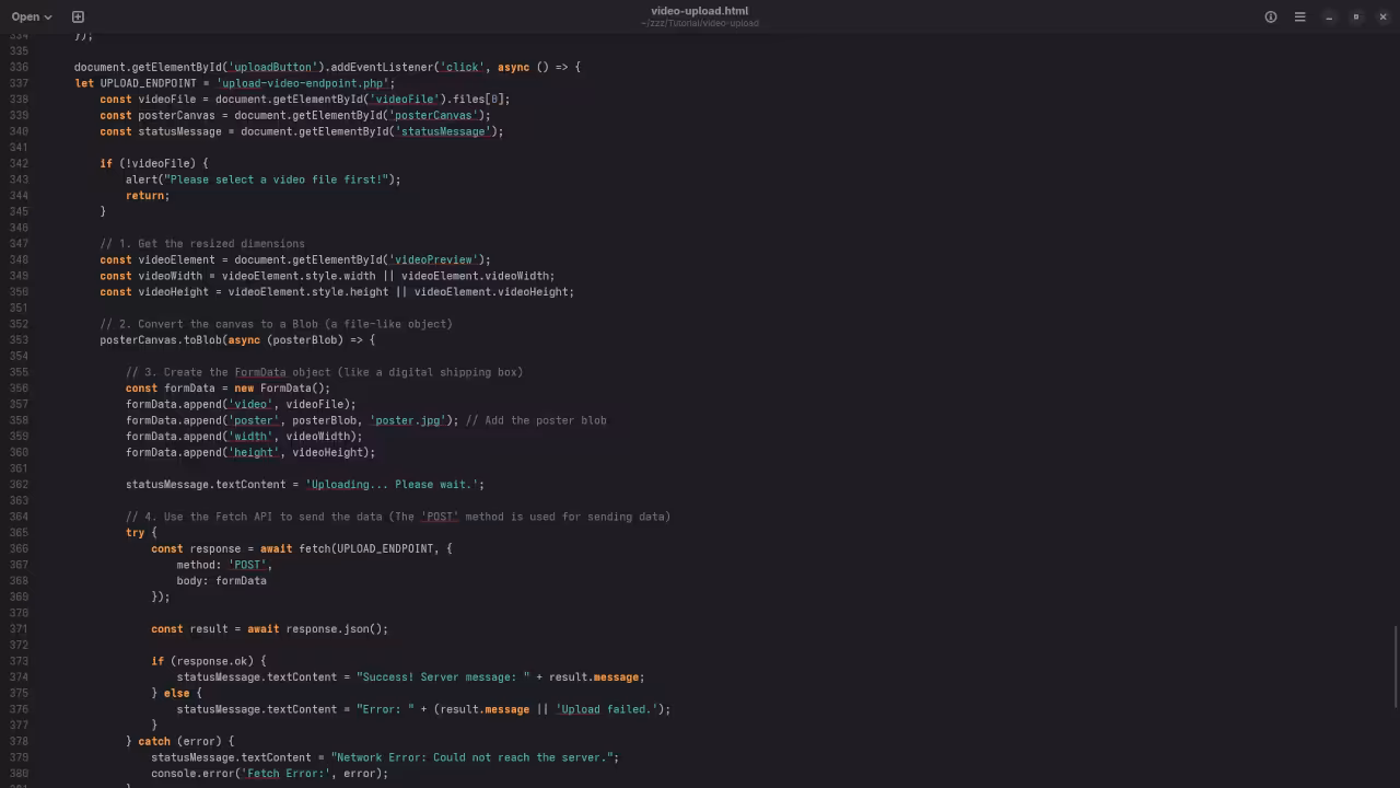 Video File Upload Code