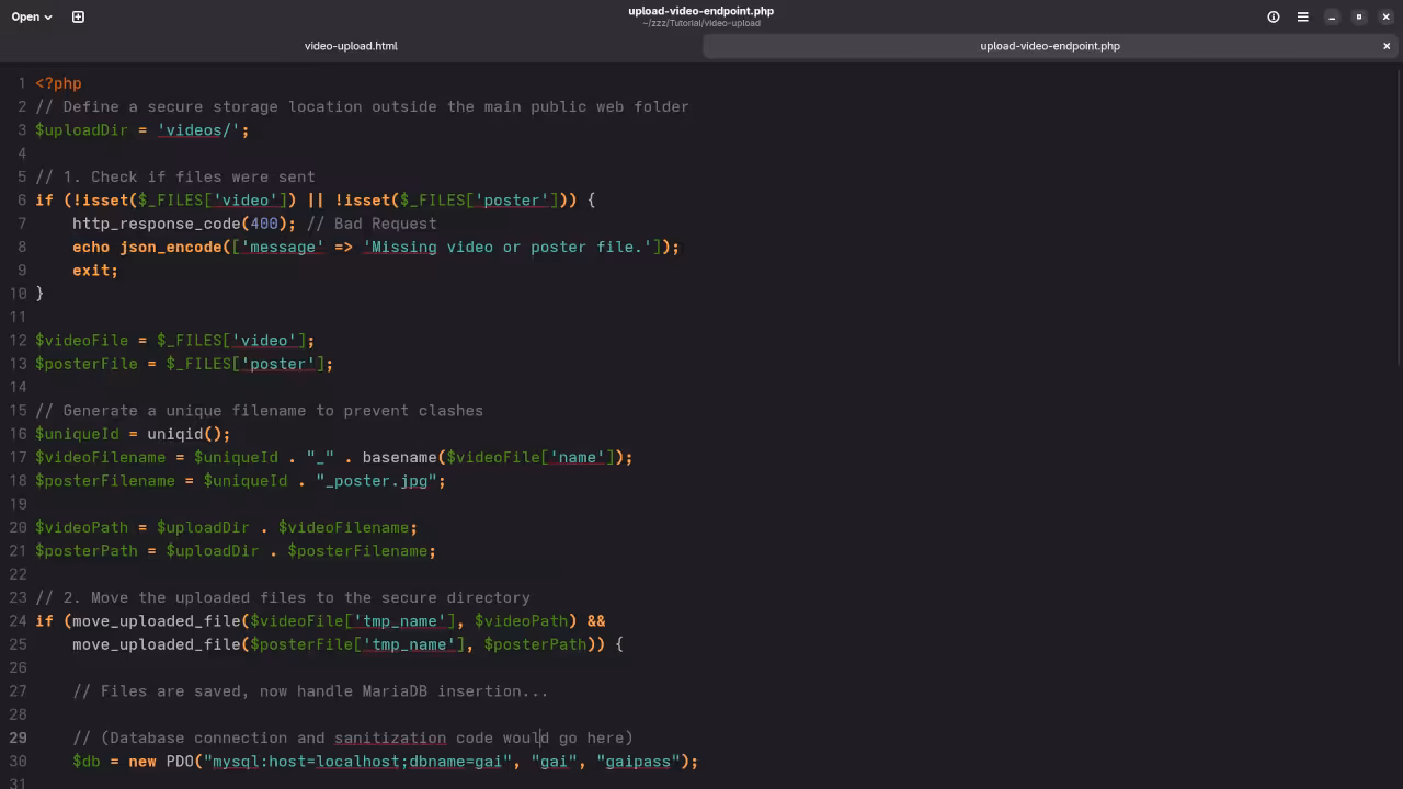 Video File Upload Handler