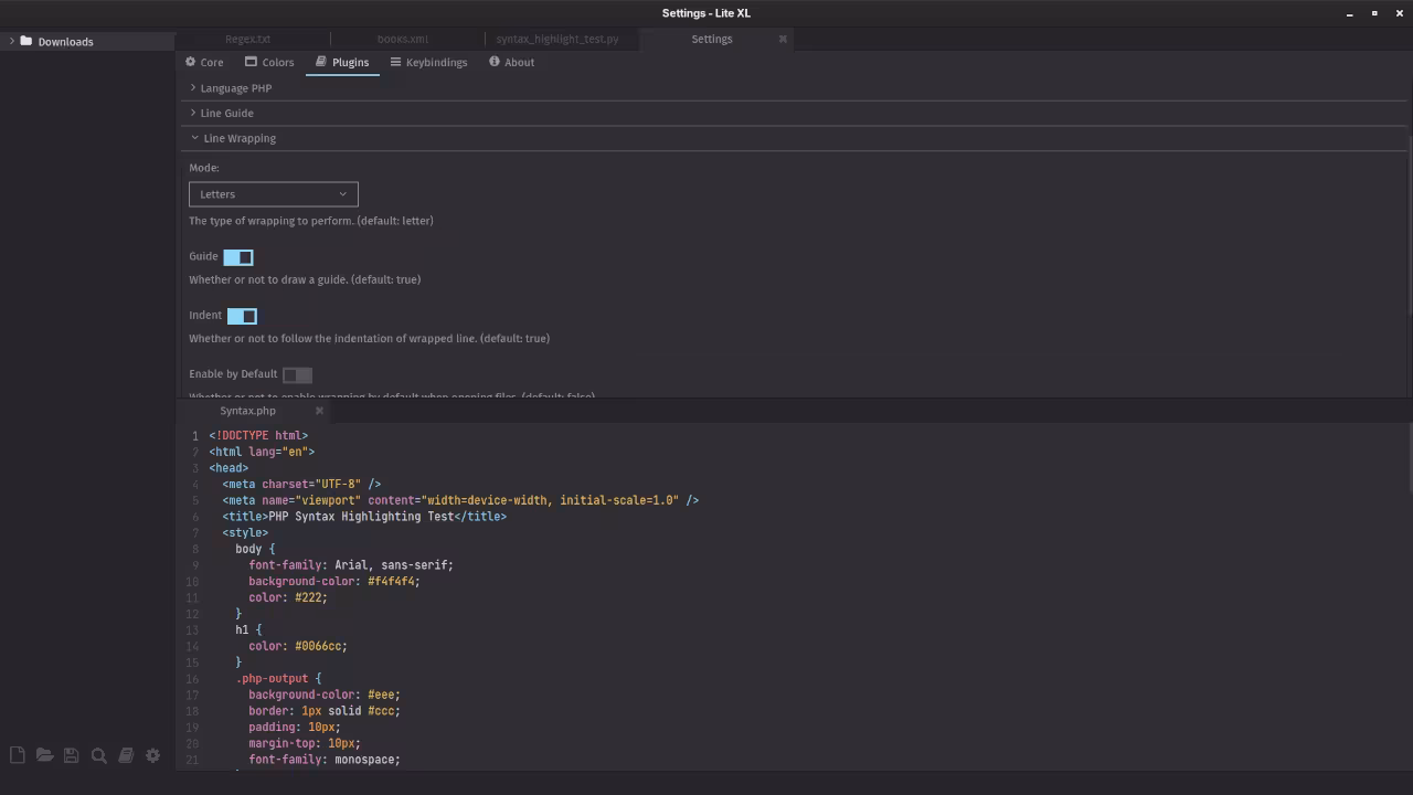 Lite XL Settings View