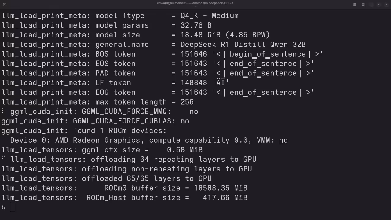 Ollama loading tensors for AMD GPU