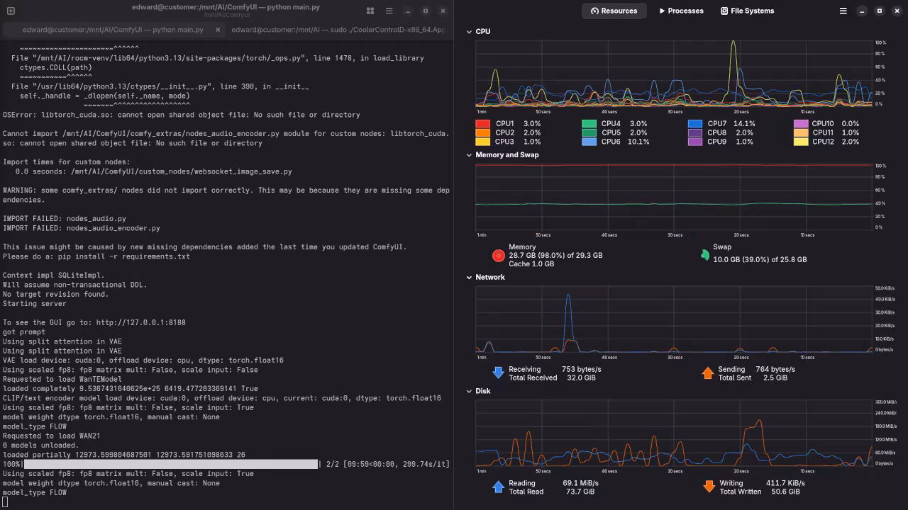 ComfyUI With Wan 2.2 T2V 14B Offload To Swap