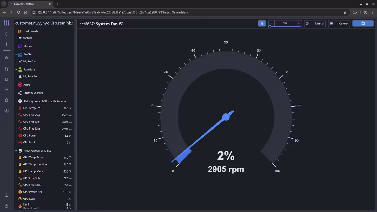 CoolerControl Showing AMD GPU Idle Temperature