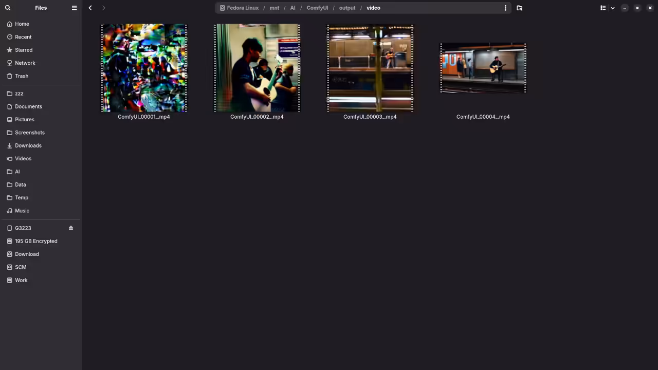 File manager Showing Generated Videos