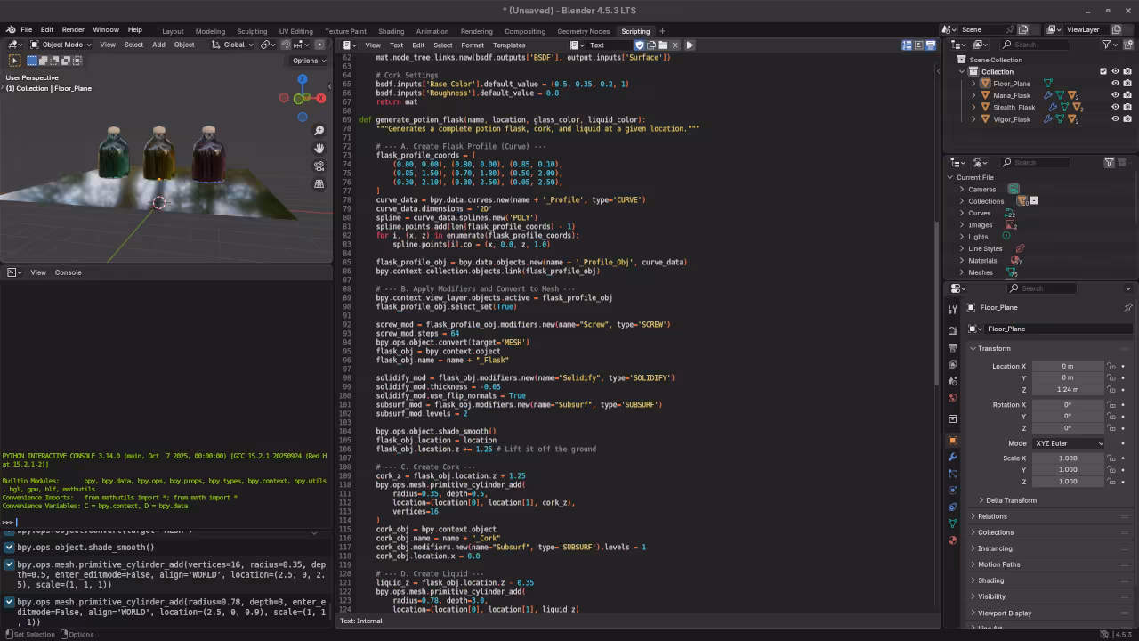 Low poly potion holder Python code