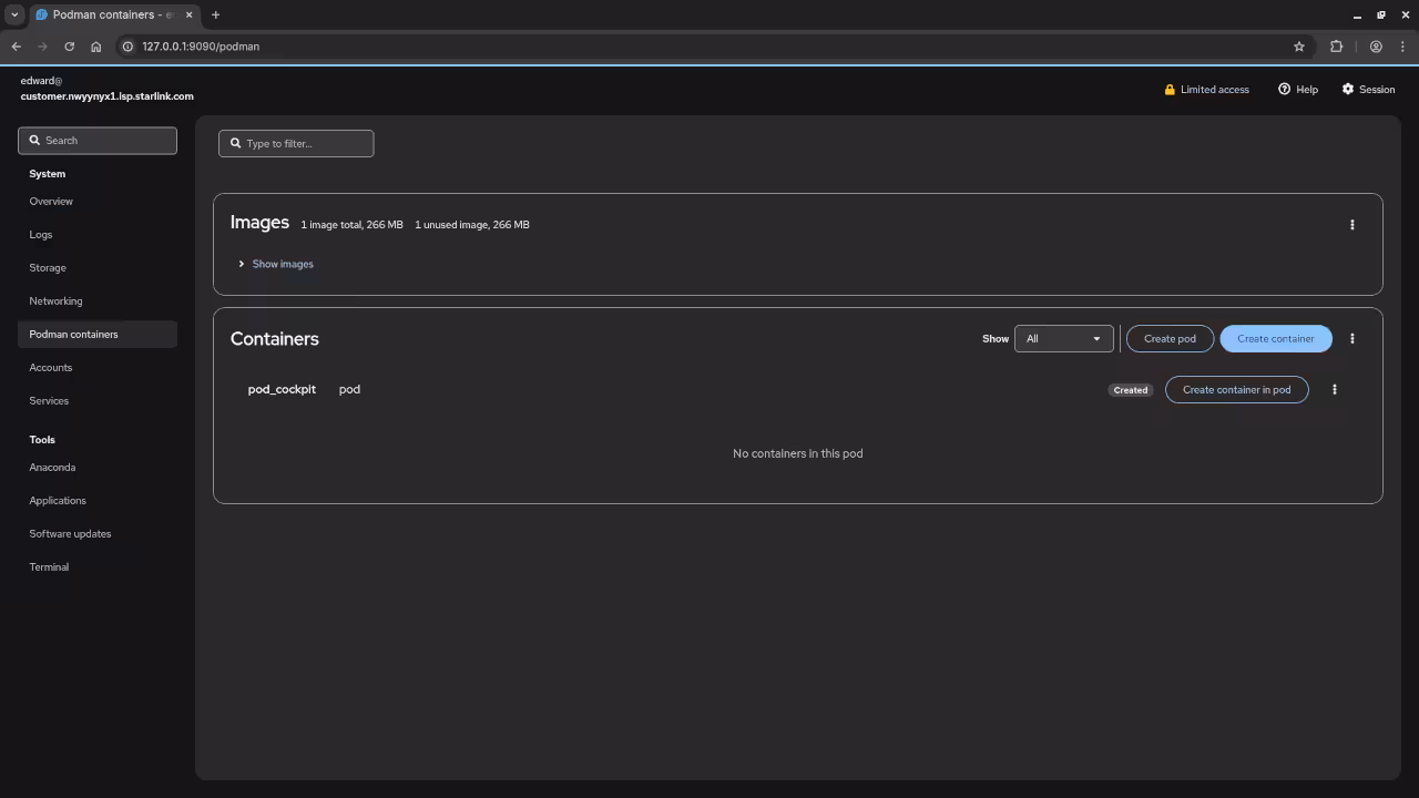 Cockpit Podman Containers