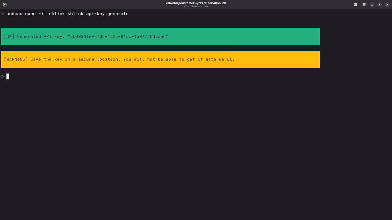 Shlink API Key Generation