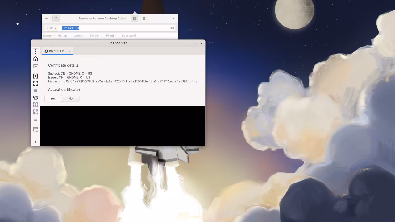 Remmina Gnome Certificate