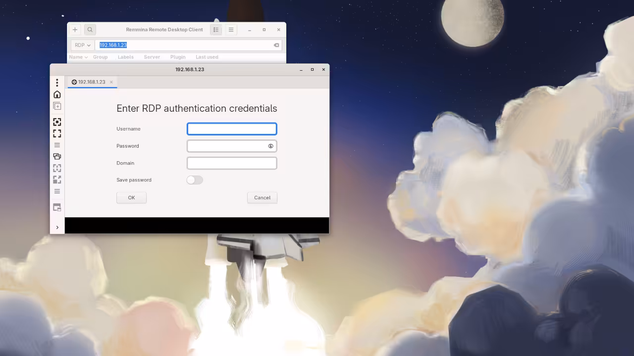Remmina Client RDP Credentials