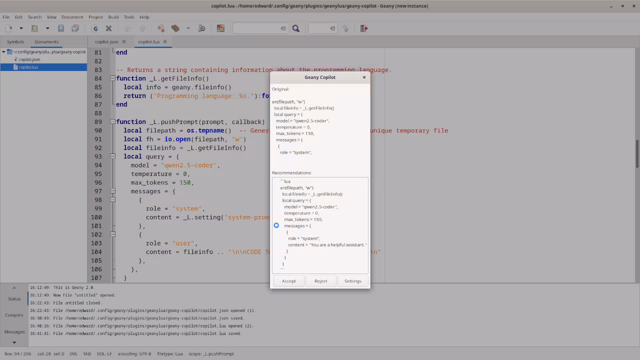 Geany 2.1 Copilot Model
