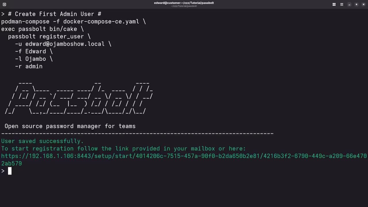 Passbolt Create Admin User