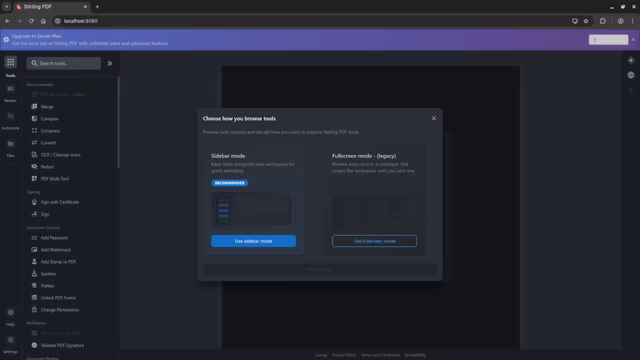 Stirling PDF Browse Layout