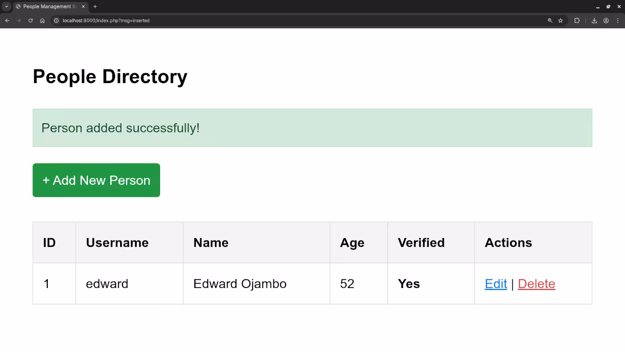 People Directory Entry