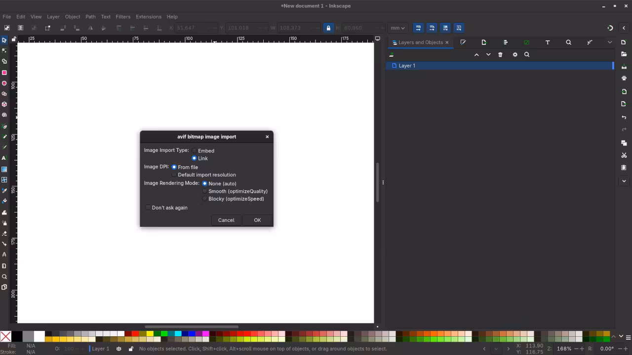 Inkscape Bitmap Import