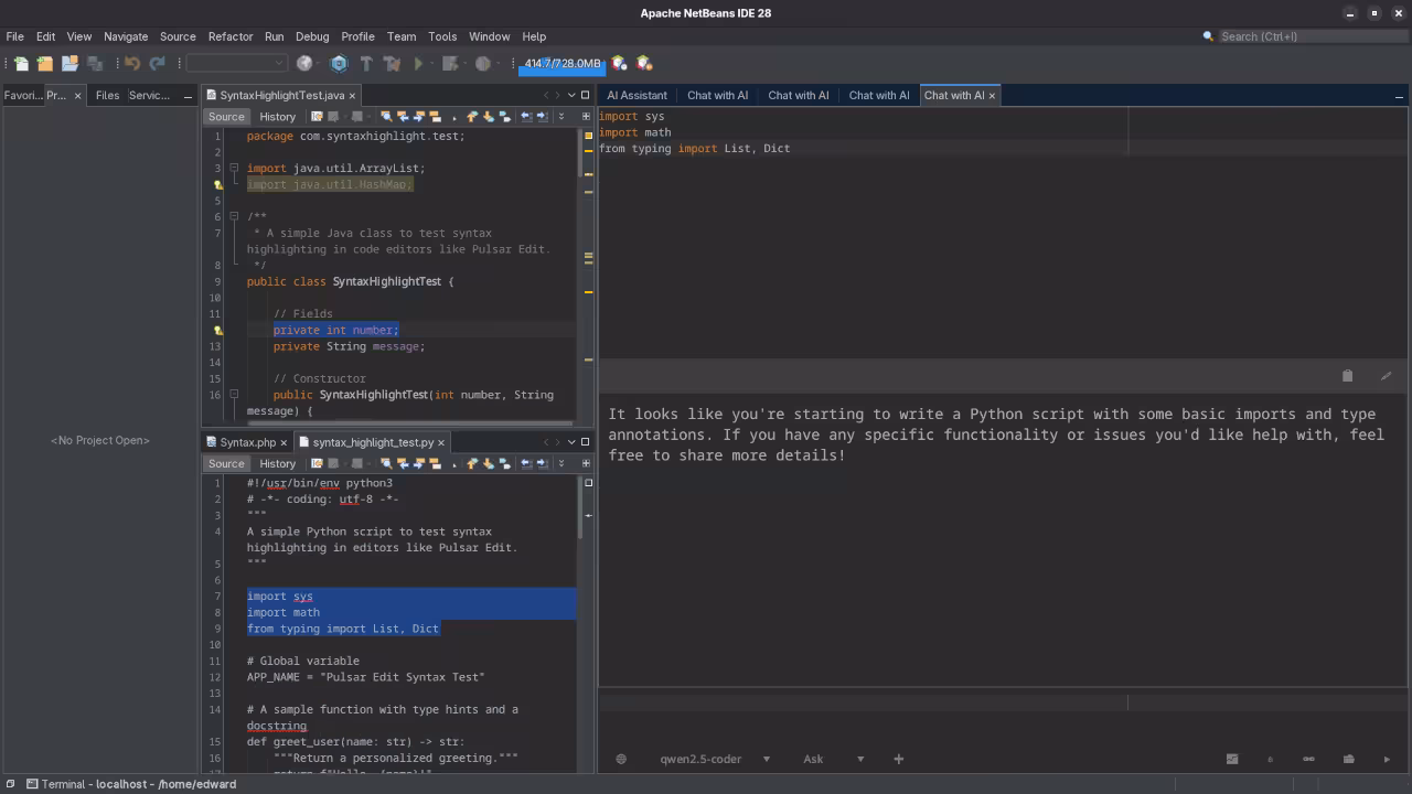 Netbeans 28 Jeddict AI Python Code