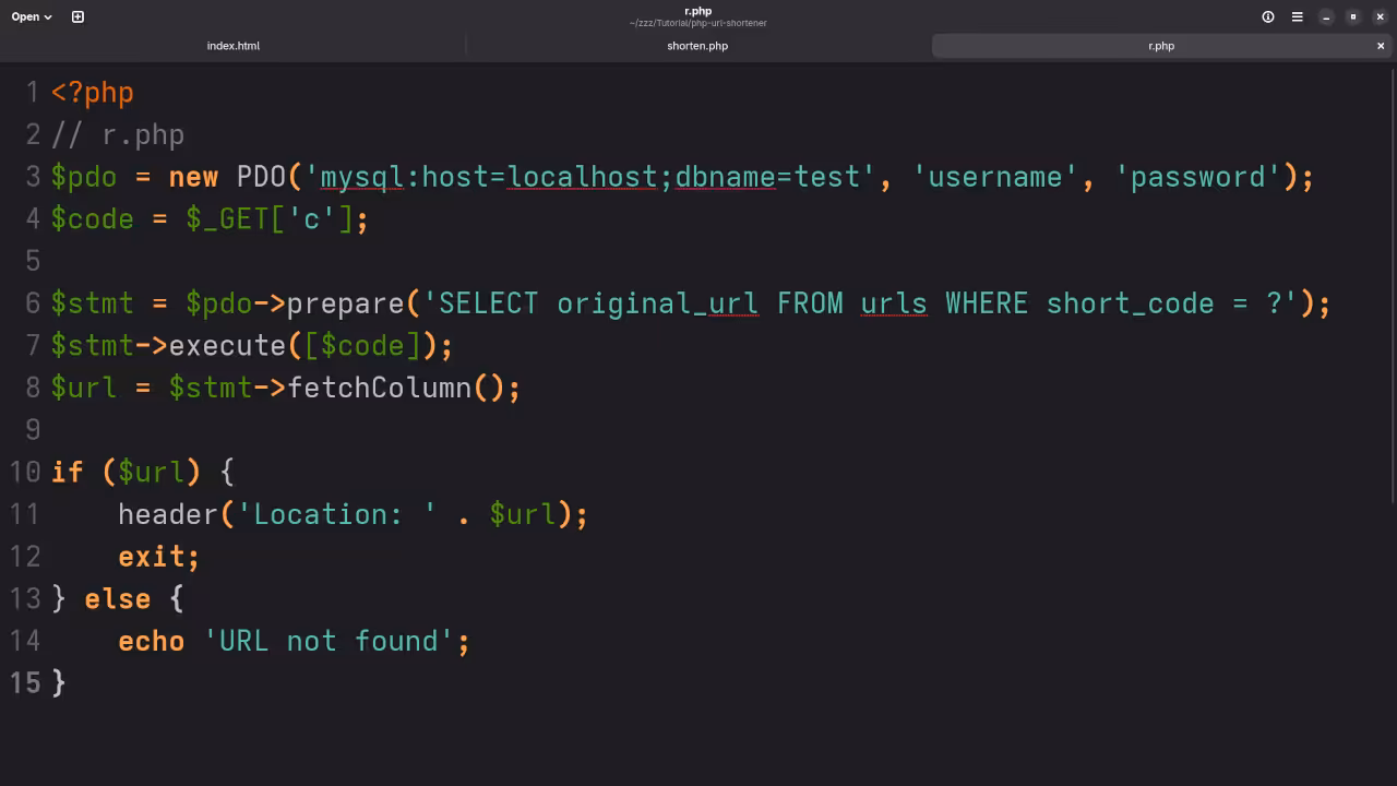 URL Shortener PHP Redirect Code