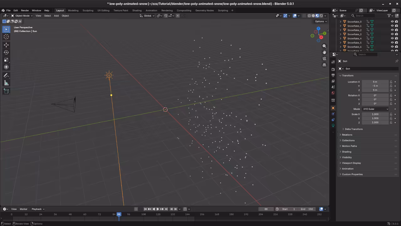 Low poly Animated Snow in Blender