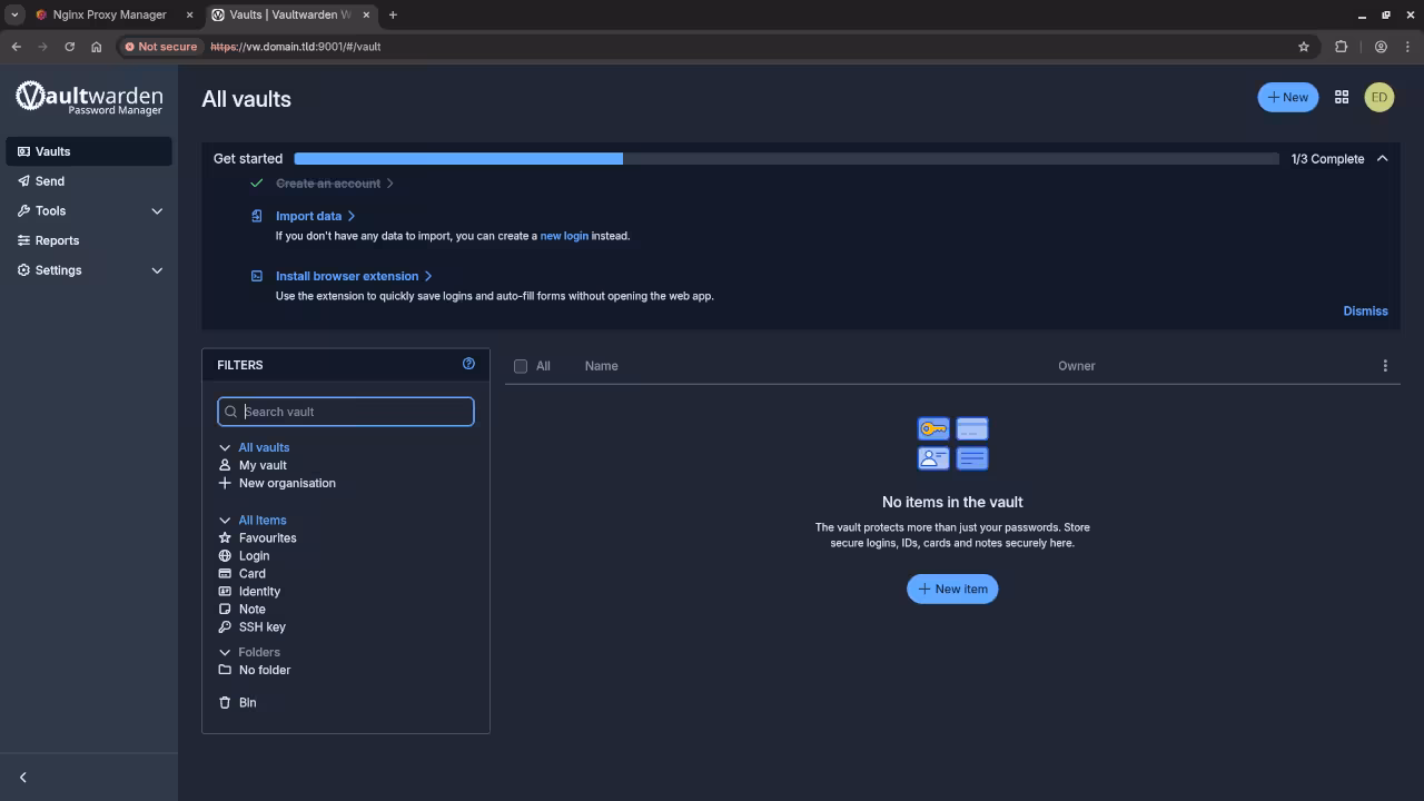 Vaultwarden Vault Dashboard