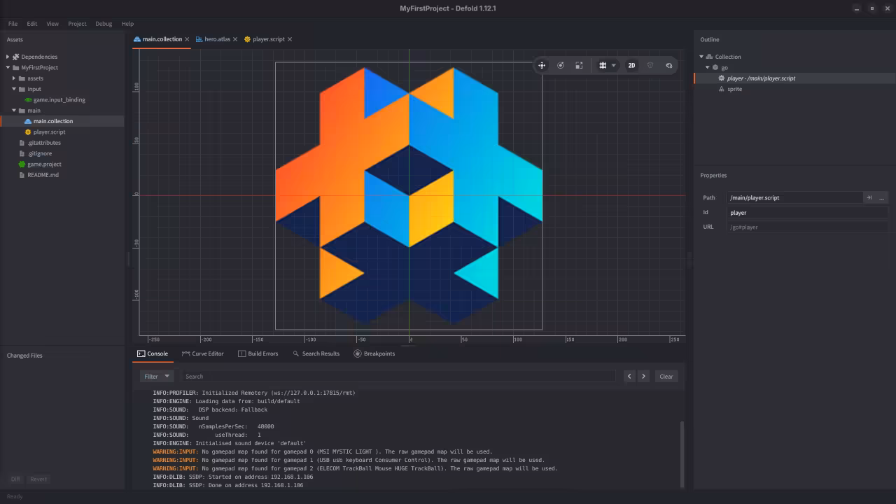 Lua scripting in the Defold editor
