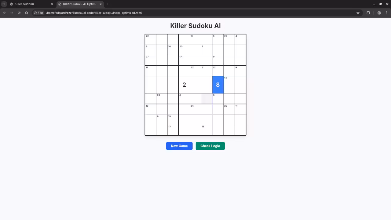 Optimized Killer Sudoku Cube
