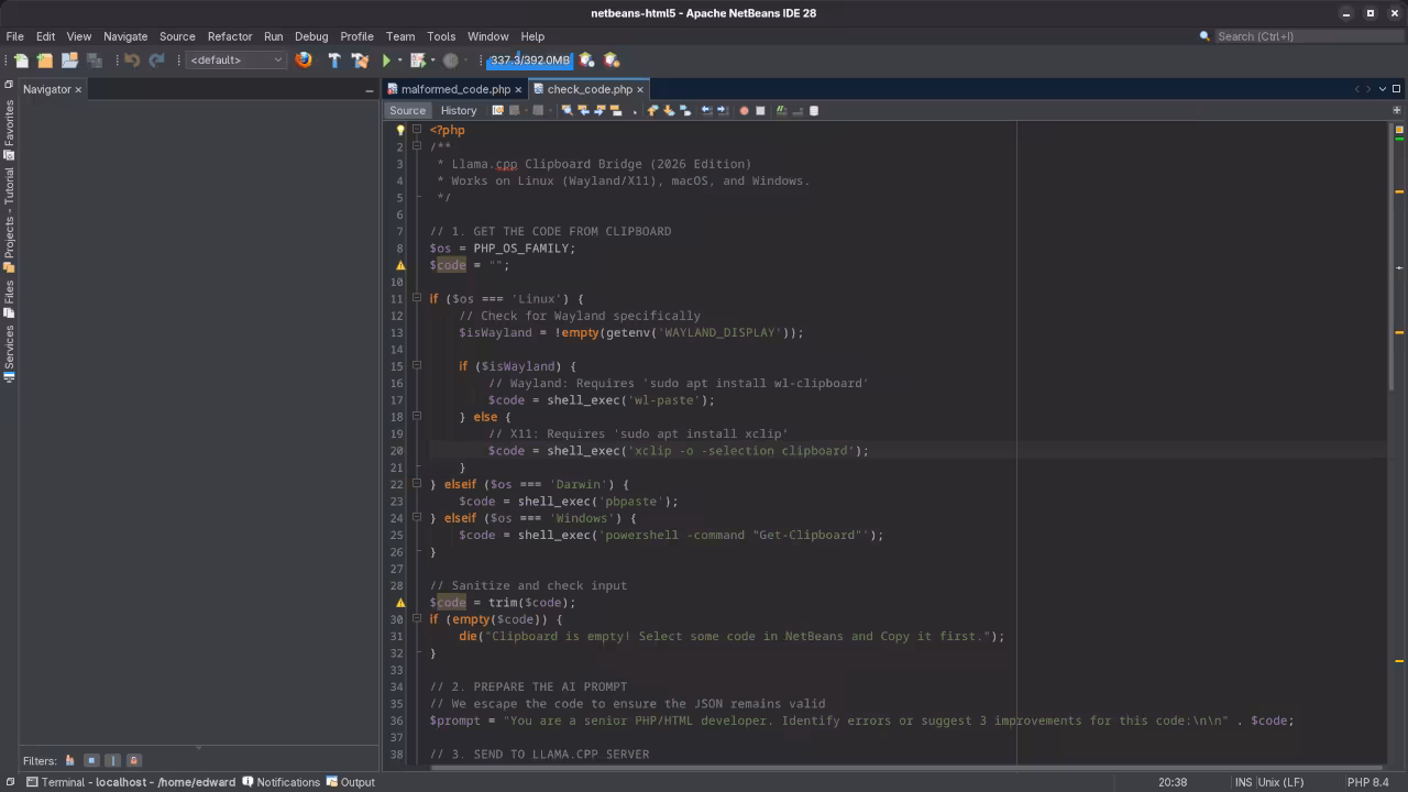 PHP script for clipboard bridge