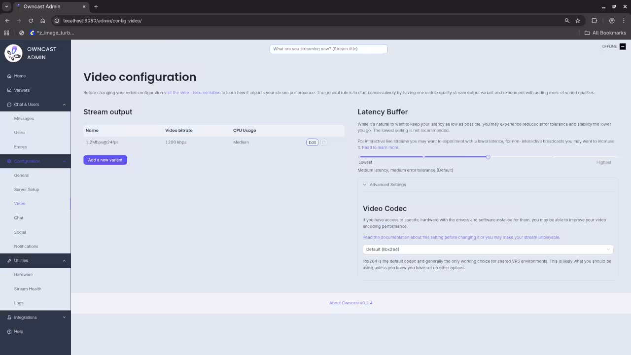 Streaming server configuration gallery