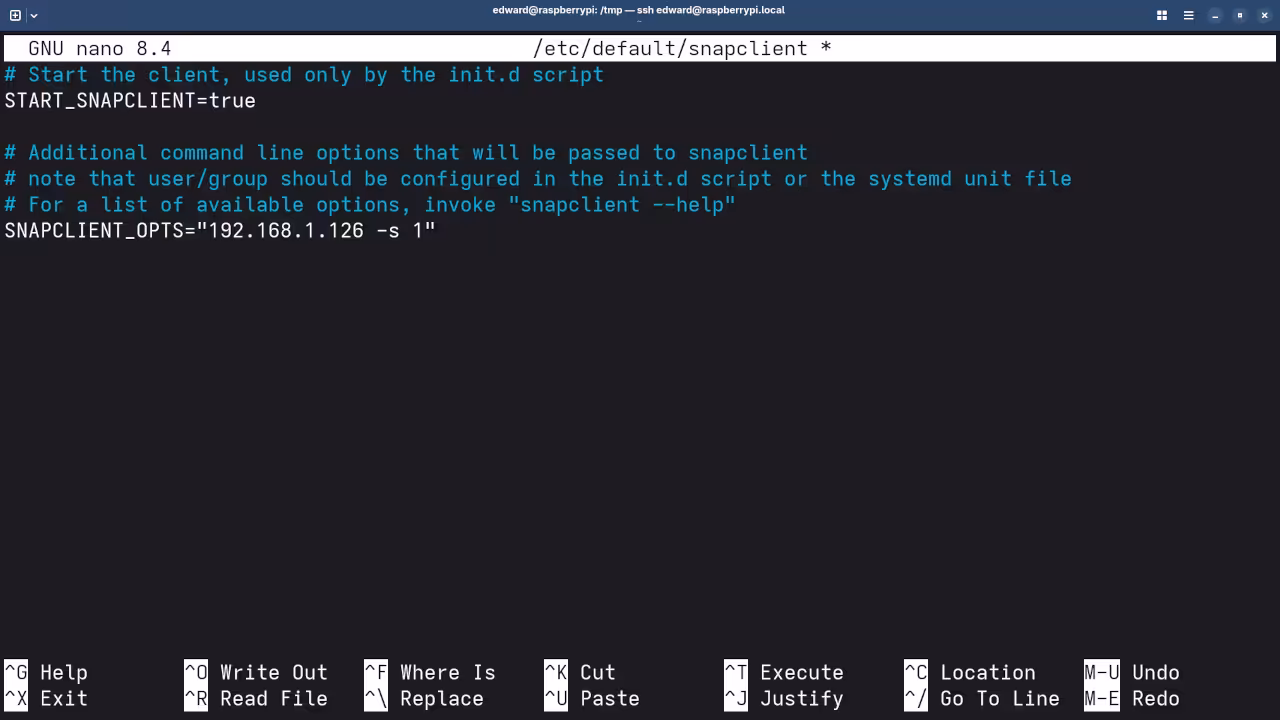 Screenshots of audio server configuration files and web interface