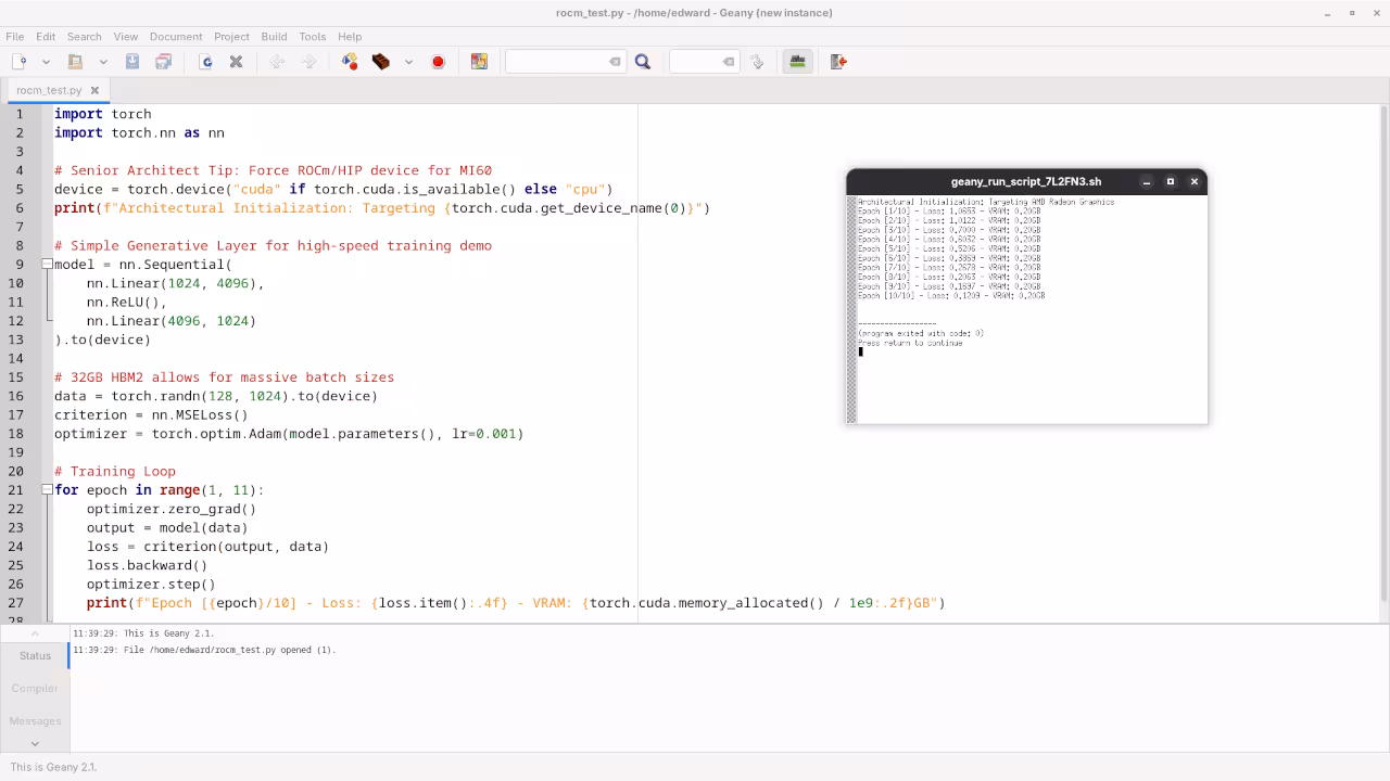 VS Code with ROCm Python Script