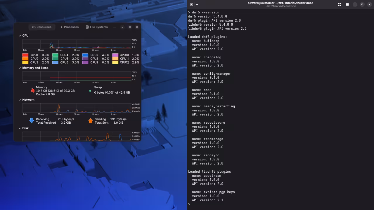 Fedora 44 System Monitor Resources