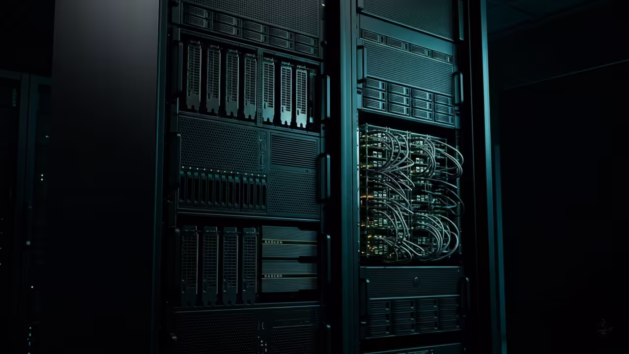 Industrial GPU server rack rendering assets