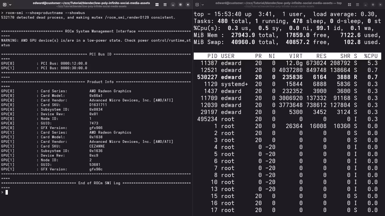 ROCm Terminal Output
