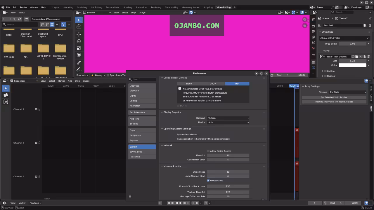 Blender UI preferences layout