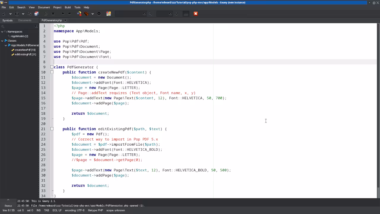Pop PHP Code Snippet