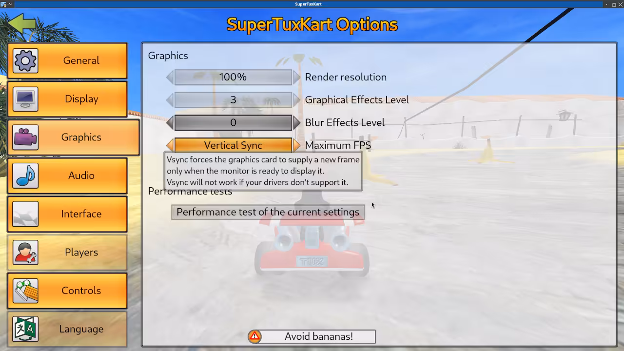 Vulkan Settings Screen