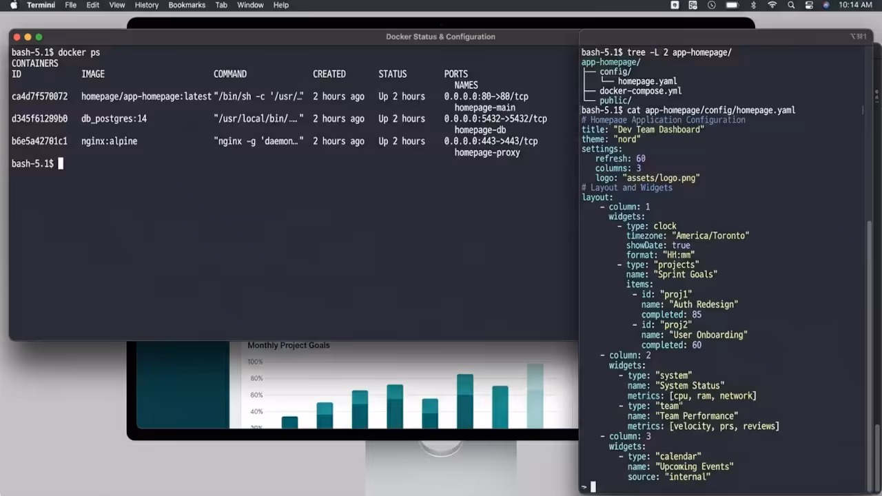 Screenshot gallery showing terminal commands and YAML configuration files.