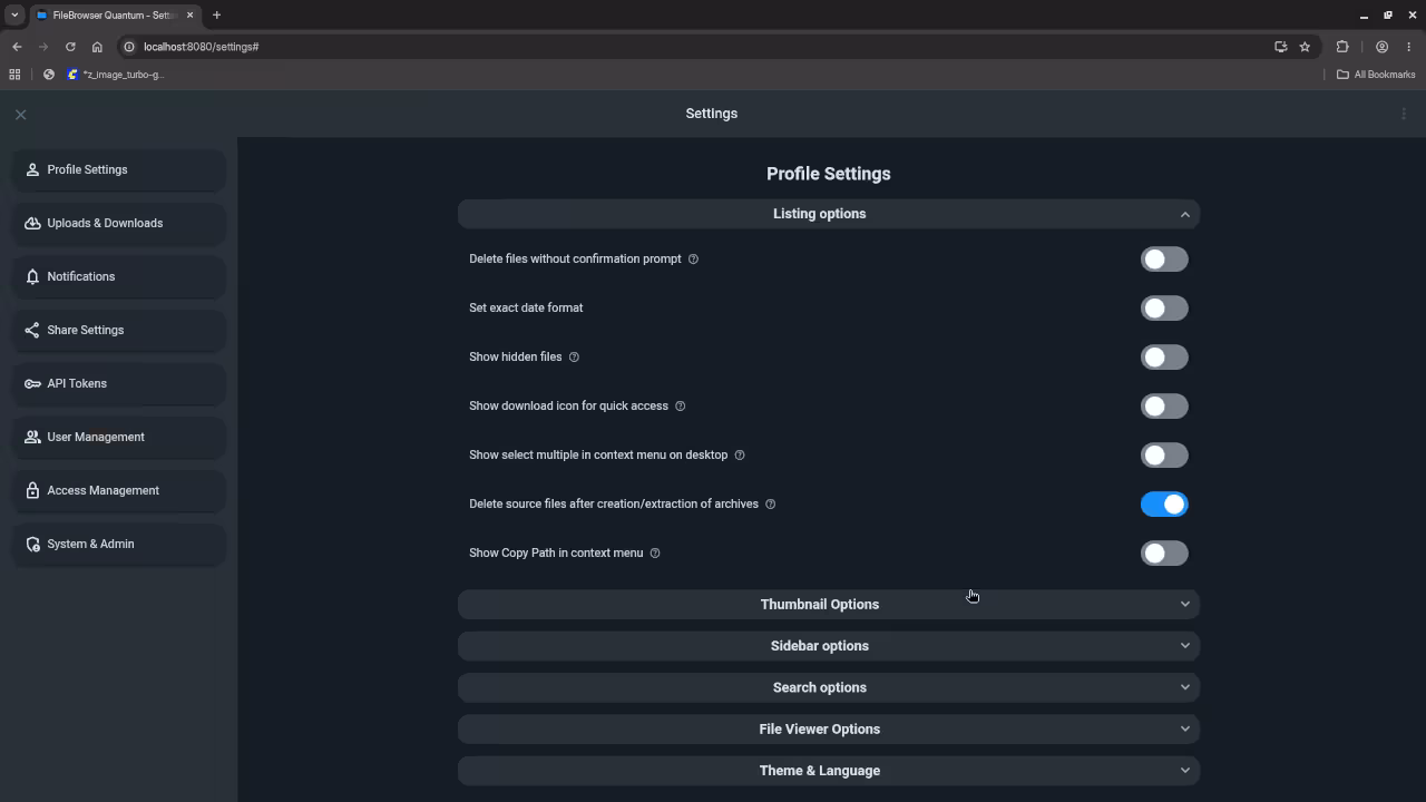 FileBrowser Interface