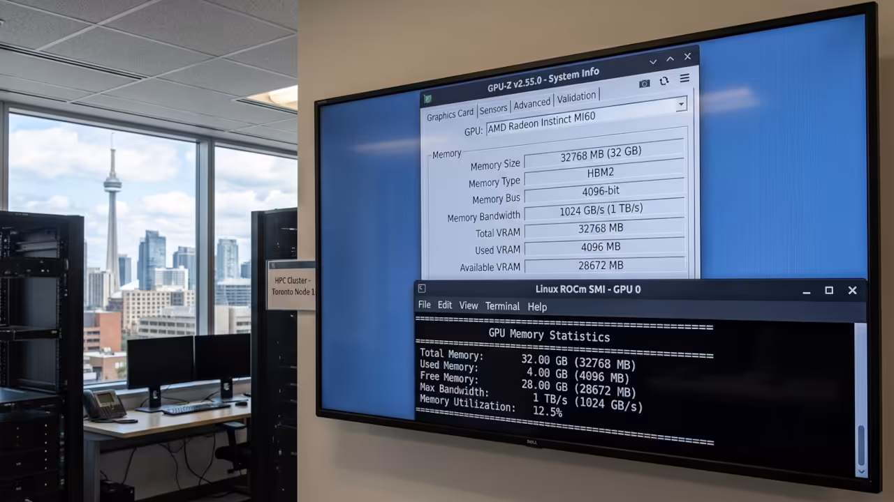 ROCm SMI terminal output showing MI60 GPU statistics