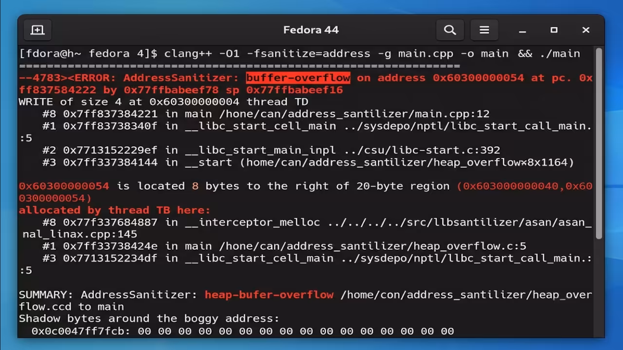 AddressSanitizer Output