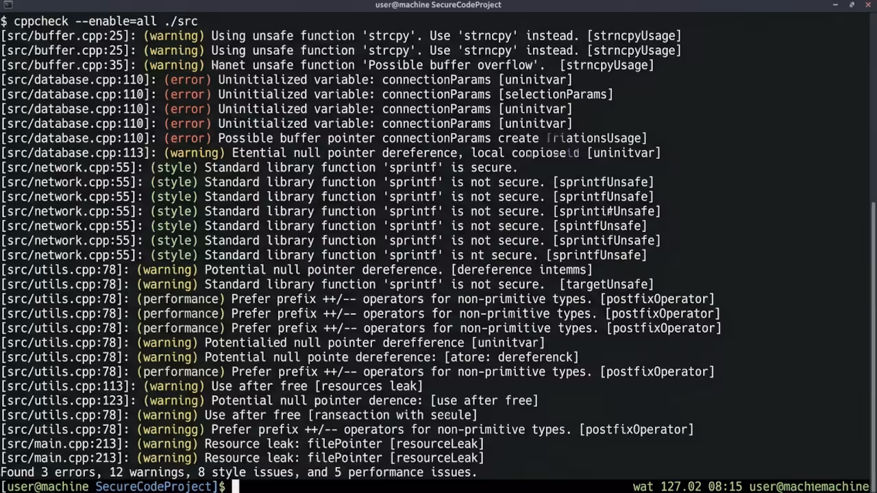 Static Analysis Tool Output